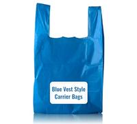Bag Market | Large Blue Recycled Carrier Bags - 11 x 17 x 21" | 100% Recycled Plastic | Medium Duty - 16mu | Blue Plastic Carrier Bags with Handles (1000)