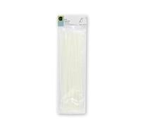 Bag of 100 White Cable Ties 4.8 x 370 mm, 100% Nylon 66, Strong and Durable, Ideal for Joining Cables and securing Objects.