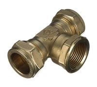 Bag of 2-15mm x 15mm x 1/2" Compression Threaded Centre Tee (Known as 15mm tee/Plumbing Compression Fittings/Brass tee Fitting Also Available in 22mm x 22mm x 1/2 inch BSP)