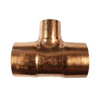 Bag of 2-15mm x 15mm x 10mm Reducing Tee - End Feed (Known as Copper reducing tee/Copper tee Fitting/reducing tees Also Available in 8mm, 10mm, 15mm, 22mm, 28mm, 35mm, 42mm and 54mm)