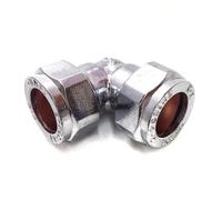 Bag of 5-15mm Compression Chrome Plated Elbow (Known as 15mm Chrome Compression Elbow/Chrome Pipe Fittings/Brass Chrome Fittings Also Available in 15mm, 22mm, 28mm, 35mm and 42mm)