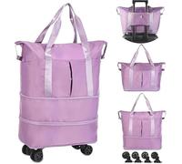 Bag On Wheels,Shopping Bag with Wheels,Rolling Duffle,Expandable Foldable Duffel for Travel, Rolling Luggage Carry On Duffel,Large Weekend,Violet