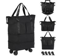 Bag On Wheels,Shopping Bag with Wheels,Rolling Duffle,Expandable Foldable Duffel for Travel, Rolling Luggage Carry On Duffel,Large Weekend for Women & Men,Black