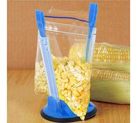 Bag Opener Holder, Baggy Rack Clamp/Holder, Adjustable Baggy Rack with Rubber Base for Kitchen for Storage Bag, Hands, Easy to Use and Store, Suitable Food Storage (Blue)