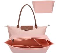 Bag Organiser for Longchamp L, Organiser for Longchamp Bag, Handbags Organi-zer, Felt Bag Organiser with Multiple Pockets, Folding Tote Bag Organi-zerfor Insert Wallet Organi-zer (Pink, M)