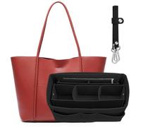 Bag Organiser Insert, Felt Handbag Organizer with Inner Storage Pouch, Large Capacity Multi-Pocket Organizer Tote Bag for Black XL