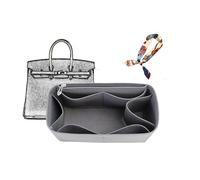 Bag Organizer Lined Storage Bag for Hermes Birkin25/30/35 Bag Storage Insert Portable Makeup Bag(Gray A,Birkin30)