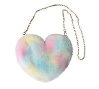 Bag Peach Heart Bag Women's Chain Shoulder Bag Plush One Shoulder Wool Bag Plush Heart Shape Cushion Hot Valentine's Day Gift for Girls, sky blue, Einheitsgröße, Daypack Backpacks