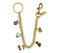 Bag Pendant Bag Charm, Golden Bag Chain with Cherry Colour Flower Pattern, Cute Key Chain Decoration, Extension Chain, Charm Chain Gift for Women, Bag Decorative Accessory, 29 cm
