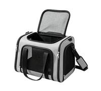Bag Pet Tote Carrier For Breathable Mesh Soft Support Base Zipper Top Opening Fold Flat Design Adjustable Strap Handles PVC Mesh suitable for outings, Grey, Large