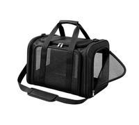 Bag Pet Tote Carrier For Breathable Mesh Soft Support Base Zipper Top Opening Fold Flat Design Adjustable Strap Handles PVC Mesh suitable for outings, Black, Medium