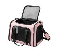 Bag Pet Tote Carrier For Breathable Mesh Soft Support Base Zipper Top Opening Fold Flat Design Adjustable Strap Handles PVC Mesh suitable for outings, Pink, Large