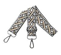 Bag Straps for Changing Shoulder Strap for Bag, Adjustable Bag Strap Wide 3.8 cm with Silver Carabiner Shoulder Strap, Bag Strap, Shoulder Strap, Carry Strap for Handbags, Colourful, R, White/Khaki,