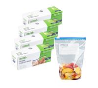 Bag Tek 1 Quart Freezer Slider Bags, 25 Disposable Zipper Pouch Bags - Slide Zipper, Expandable Bottom, Clear Plastic Freezer Bags, With Write-On-Label, For Food Storage - Restaurantware