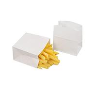 Bag Tek 3.75" x 2.25" x 3.75" Paper Bags For Snacks, 100 Small French Fry Bags - Disposable, Greaseproof, White Paper Kraft Snack Bags, For Popcorn, Cookies, Fries, And More, Restaurantware