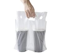 Bag Tek Clear Plastic Drink Carrier Bag - Fits 2 Cups - 12 1/2" x 3 1/4" x 11" - 100 Count Box
