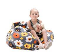 Bag Toy Storage, Bean Bag Seat Cushion, Soft, Toy Storage Bag, Plush Bean Bag Cushion, Comfortable, Durable, Toy Storage Bag for Reading and Storing Toys（No Filling）(Grey Flower, 24in)
