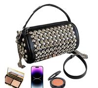 Bag - Trendy Cylinder Square Purse, Adjustable Strap Wristlet, Stylish Studded Tote, Fashion Accessory for Women, Teens, Girls Perfect for Work School Shopping Weekend Adventures