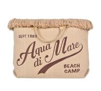 Bag with Fringe and Large Embroidery 100% PL Sea Aqua 22929 Beige