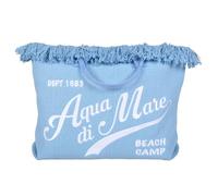 Bag with Fringe and Large Embroidery 100% PL Sea Aqua 22929 Light Blue