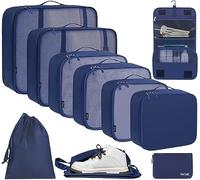 BAGAIL 10 Set Packing Cubes Various Sizes Packing Organizer for Travel Accessories Luggage Carry On Suitcase - Navy