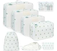 BAGAIL 8-Piece Packing Cubes Set, Travel Organizers with Breathable Mesh & Shoe Bag, Lightweight Nylon Packing Organisers for Luggage Suitcase, 9 Colors - Cactus