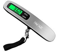 BAGAIL Digital Luggage Scale, Hanging Baggage Scale with Backlit LCD Display, Travel Weight Scale, Portable Suitcase Weighing Scale with Hook, 110lb/50kg Capacity, Battery Included - Silver