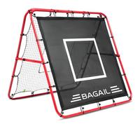 BAGAIL Double Sided Rebounder Net, Football Nets, Reforced Painted Poles, Adjustable Angles, Rebound Net with Target for Skills Training, Portable Football Goals for Garden, 120x120cm
