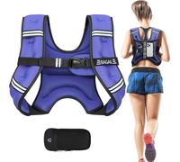 BAGAIL Weighted Vest for Strength Training, 3kg/5kg/6kg/8kg/10kg/12kg Weight Vest with Adjustable Bust Size, Reflective Stripe and Convenient Pocket, Ideal for Workouts, Yoga and Aerobic Exercises