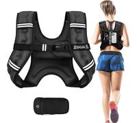 BAGAIL Weighted Vest for Strength Training, 3kg/5kg/6kg/8kg/10kg/12kg Weight Vest with Adjustable Bust Size, Reflective Stripe and Convenient Pocket, Ideal for Workouts, Yoga and Aerobic Exercises