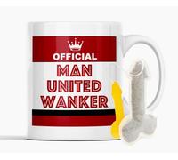 Bagamug Funny Manchester Football Mug and Novelty Teabag Gift Set - Official Man United Wanker Banter Gift for Him Boyfriend Rude Husband Dad, Sarcastic Fan Joke Cup, Secret Santa Birthday Gift