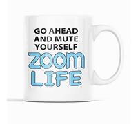 Bagamug GO Ahead and Mute Yourself Zoom Life Blue Black and White Tea Coffee Mug - Funny Unique Gift idea