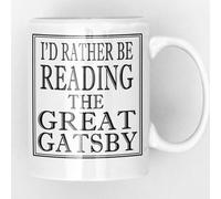 Bagamug I'd Rather be Reading The Great Gatsby Black and White Ceramic Mug New Unique Easy Gift for All Occasions
