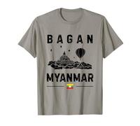 Bagan Myanmar Flag Pagoda Temple Mandalay Hot-Air Balloon T-Shirt