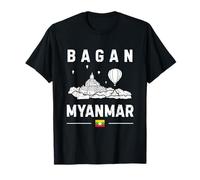 Bagan Myanmar Flag Pagoda Temple Mandalay Hot-Air Balloon T-Shirt
