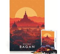 Bagan Sunset Myanmar Puzzle for Adults 1000 Pieces Intellect Skill Pleasant Downtime Ideal Fit Meaningful Gift (38x26cm)
