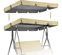 BAGASI Patio Canopy Swing Cover Replacement Canopy for Swing Seat 2 & 3 Seater Swing Chair Canopy Cover Anti-UV/Waterproof Hammock Cover Top for Outdoor Garden Patio,Beige,195 * 125 * 15cm