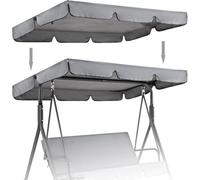 BAGASI Patio Canopy Swing Cover Replacement Canopy for Swing Seat 2 & 3 Seater Swing Chair Canopy Cover Anti-UV/Waterproof Hammock Cover Top for Outdoor Garden Patio,Grey,195 * 125 * 15cm
