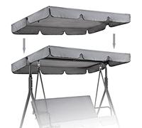 BAGASI Patio Canopy Swing Cover Replacement Canopy for Swing Seat 2 & 3 Seater Swing Chair Canopy Cover Anti-UV/Waterproof Hammock Cover Top for Outdoor Garden Patio,Grey,190 * 132 * 15cm