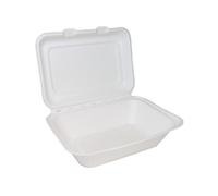 Bagasse Clamshell Meal Box Regular 7x5 Inch White (Pack of 500) D06002