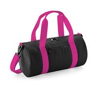 BagBase BG140s Mini Barrel Bag - Black/Fuschia