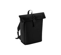BagBase BG335 Matte PU Roll-Top Backpack - Unisex Styling - Ideal for School, Travel & Daily Use - Black