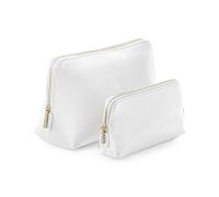 BagBase BG751 Boutique Accessory Case - Saffiano Leather-Look PU - Travel Toiletry & Makeup Bag - Classic Styling & Zip Closure - Large - Soft White