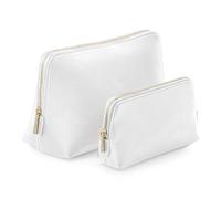 BagBase BG751 Boutique Accessory Case - Saffiano Leather-Look PU - Travel Toiletry & Makeup Bag - Classic Styling & Zip Closure - Medium - Soft White