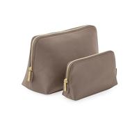 BagBase BG751 Boutique Accessory Case - Saffiano Leather-Look PU - Travel Toiletry & Makeup Bag - Classic Styling & Zip Closure - Large - Taupe