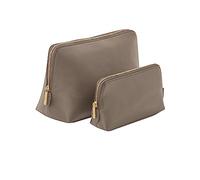 BagBase BG751 Boutique Accessory Case - Saffiano Leather-Look PU - Travel Toiletry & Makeup Bag - Classic Styling & Zip Closure - Large - Taupe