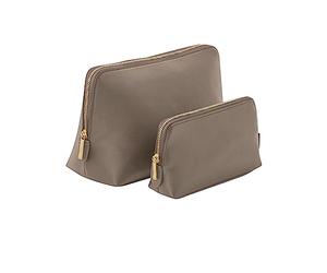BagBase BG751 Boutique Accessory Case - Saffiano Leather-Look PU - Travel Toiletry & Makeup Bag - Classic Styling & Zip Closure - Large - Taupe