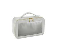 BagBase BG764 Boutique Clear Window Travel Case - Luxurious Leather-Look PU - Perfect for Makeup & Essentials - Gifts for Women - Soft Grey