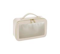 BagBase BG764 Boutique Clear Window Travel Case - Luxurious Leather-Look PU - Perfect for Makeup & Essentials - Gifts for Women - Oyster