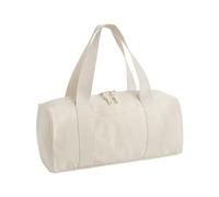 Bagbase Edit Canvas Duffle - Natural/Natural, Recycled Polyester Travel Duffel Bag with Zippered Main Compartment, Front Slip Pocket, Soft Webbing Handles & Tearaway Label, Made for Personalisation